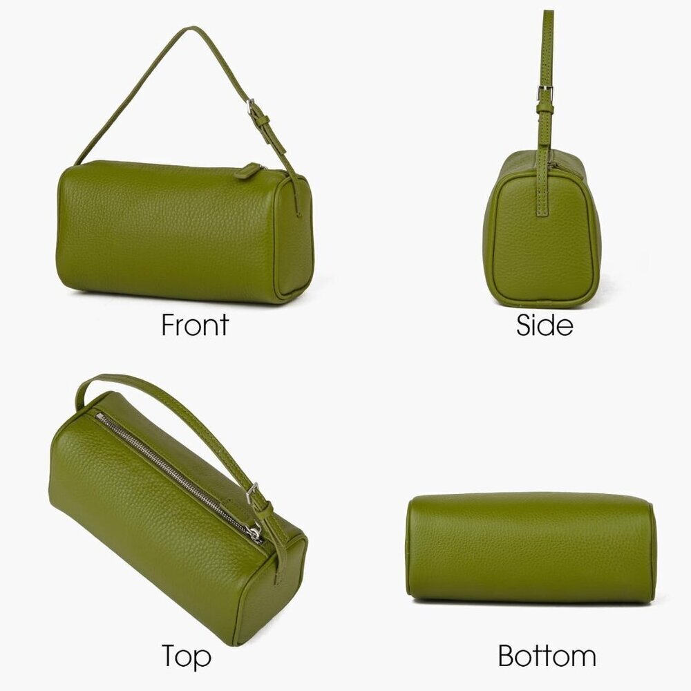 Women Olive Green-lychee Crossbody Purse with Adjustable Strap Full-Leather - Picture 4 of 7